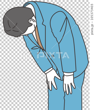 頭を下げるスーツ姿の男 105373403