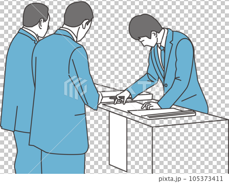 A man in a business suit accepting a ceremony 105373411