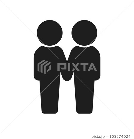 手を繋いで立っている2人のアイコン - カップルやパートナー、友だち･チームのイメージ素材 105374024