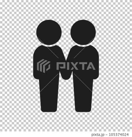 手を繋いで立っている2人のアイコン - カップルやパートナー、友だち･チームのイメージ素材 105374024