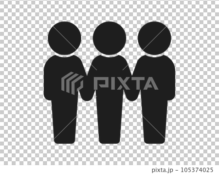 手を繋いで立っている3人グループのアイコン - チームワークや協力・絆・平等のイメージ素材 手を繋いで立っている3人グループのアイコン - チームワークや協力・絆・平等のイメージ素材 105374025