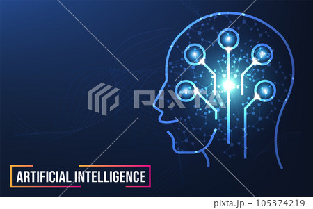 Artificial Intelligence (AI) background concept with Chatbot, Machine learning, Abstract line and wave flow. Vector Illustration eps10 105374219
