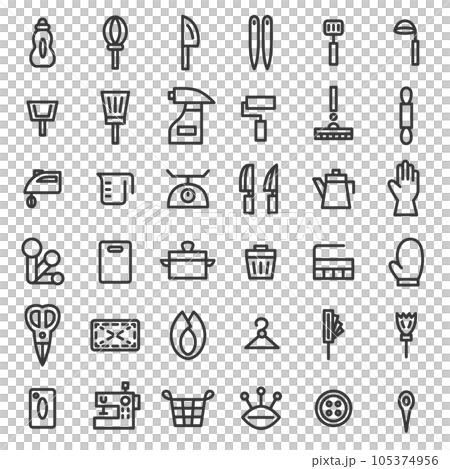 Simple illustration icon set of line drawing daily necessities 105374956