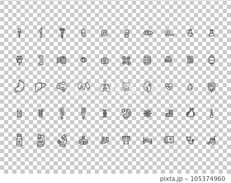 Line drawing medical simple illustration icon set Line drawing medical simple illustration icon set 105374960