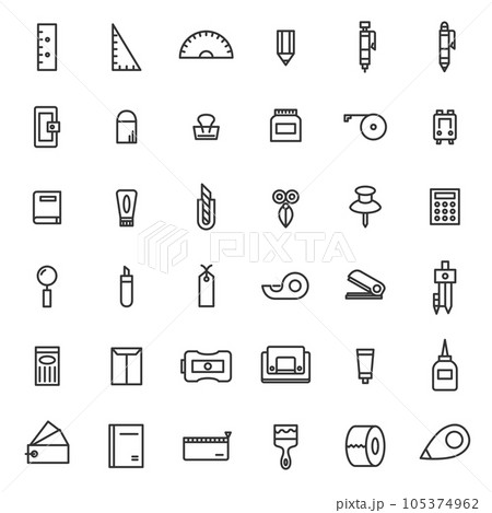 線画文房具のシンプルイラストアイコンセット 線画文房具のシンプルイラストアイコンセット 105374962