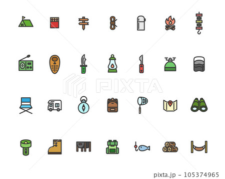 カラーキャンプのシンプルイラストアイコンセット 105374965