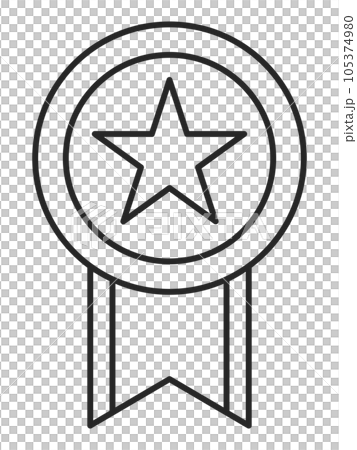 Line drawing medal icon title star Line drawing medal icon title star 105374980