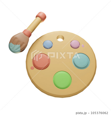 3D icon back to school art palette rendered isolated on the transparent background 105376062