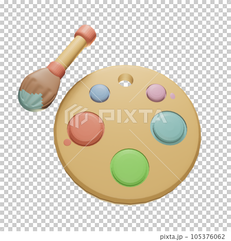 3D icon back to school art palette rendered isolated on the transparent background 105376062