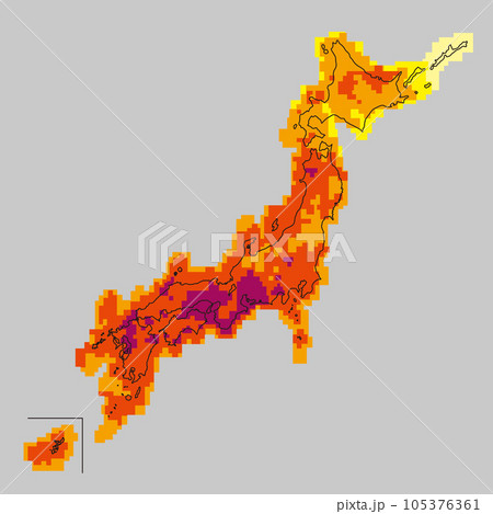 猛暑　日本列島　天気図 105376361