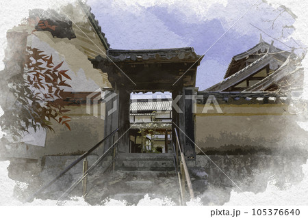 水彩画風 阿藤伯海記念公園 阿藤伯海旧居 岡山県浅口市 水彩画風 阿藤伯海記念公園 阿藤伯海旧居 岡山県浅口市 105376640