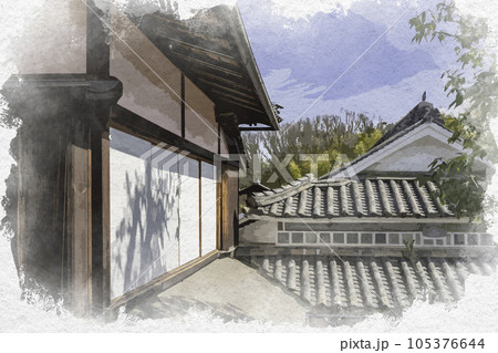 水彩画風　阿藤伯海記念公園　阿藤伯海旧居　岡山県浅口市 105376644