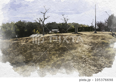 水彩画風 阿藤伯海記念公園 流芳の丘 岡山県浅口市 水彩画風 阿藤伯海記念公園 流芳の丘 岡山県浅口市 105376698