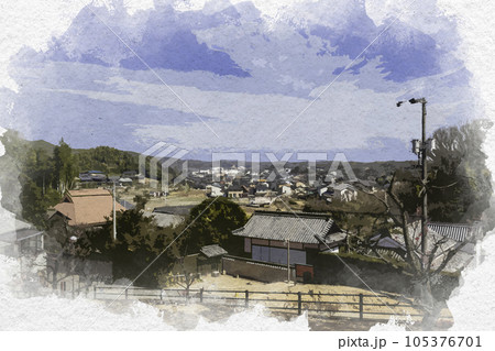 水彩画風 阿藤伯海記念公園 流芳の丘 岡山県浅口市 水彩画風 阿藤伯海記念公園 流芳の丘 岡山県浅口市 105376701