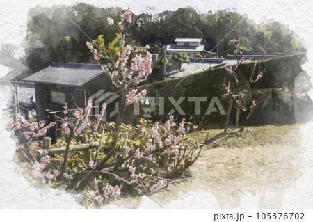 水彩画風　阿藤伯海記念公園　流芳の丘　岡山県浅口市 105376702