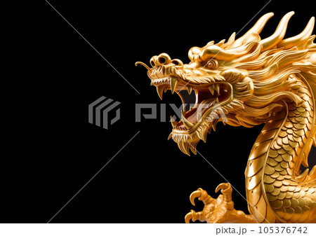 真鍮の龍 金色の置き物オブジェ 105376742