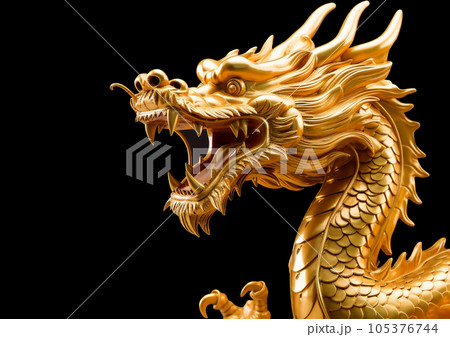 真鍮の龍 金色の置き物オブジェ 105376744