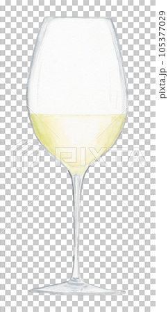 玻璃杯中白葡萄酒的手繪水彩插圖 105377029