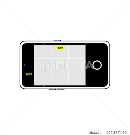 スマホのカメラの画面（グリッドオン、HDRオン） 105377148