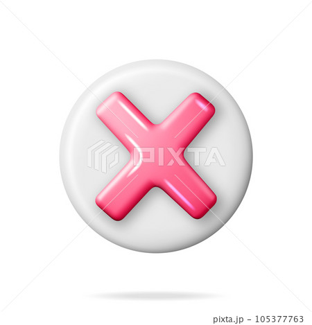 3D Wrong Button in Round Shape 3D Wrong Button in Round Shape 105377763