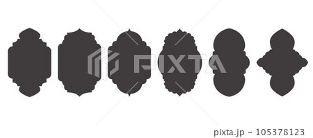 Ramadan frame shape. Islamic window and door icons set. Arabic oriental arches. Silhouettes of arabesque traditional templates. Vector Ramadan frame shape. Islamic window and door icons set. Arabic oriental arches. Silhouettes of arabesque traditional templates. Vector 105378123