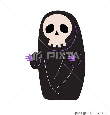 Grim reaper . Halloween cartoon characters . Vector . 105378490