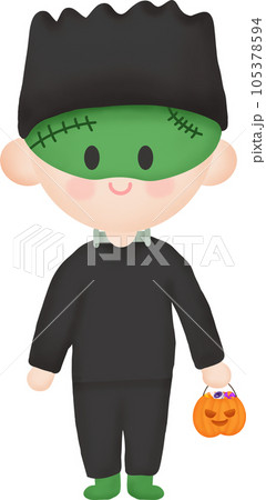 Kid with Halloween Frankenstein Costume Kid with Halloween Frankenstein Costume 105378594