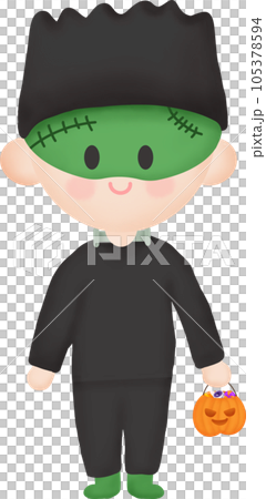 Kid with Halloween Frankenstein Costume Kid with Halloween Frankenstein Costume 105378594