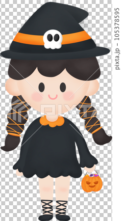 Kid with Halloween Witch Costume Kid with Halloween Witch Costume 105378595