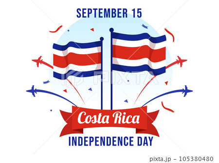 Happy Independence Day of Costa Rica Vector Illustration on September 15 with Waving Flag Background and Confetti in Hand Drawn Templates 105380480