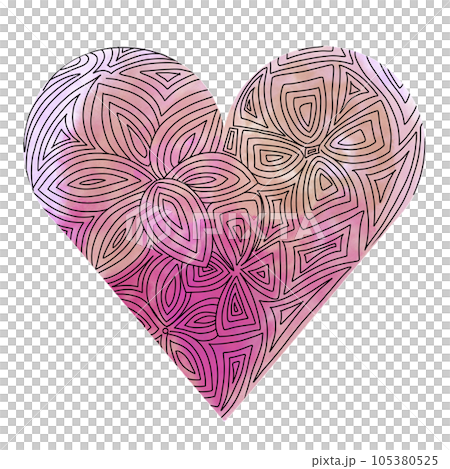 圖案的心, 心形圖標, 斑點的心, 粉紅色的心, 鋼筆劃心 105380525