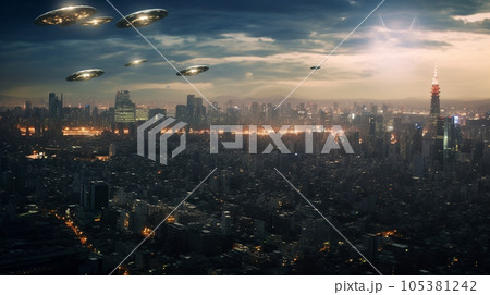 宇宙からの侵略者が大都市上空にやってきた