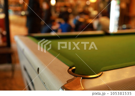 Close up green billiard table nobody 105381535