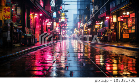 ブレードランナーに登場しそうなサイバーパンクな都市風景