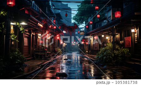 ブレードランナーに登場しそうなサイバーパンクな都市風景