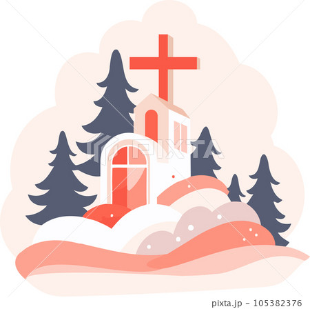 Hand Drawn christmas cross in flat style 105382376
