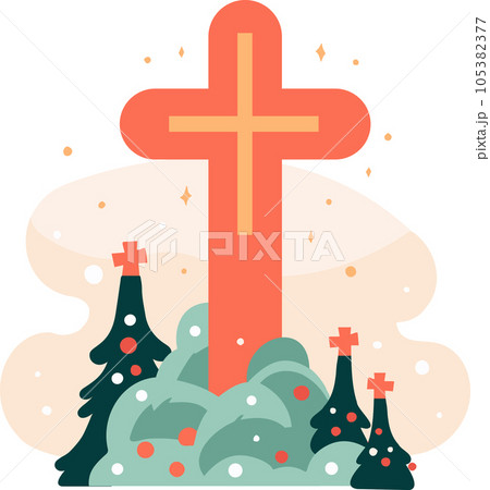 Hand Drawn christmas cross in flat style 105382377