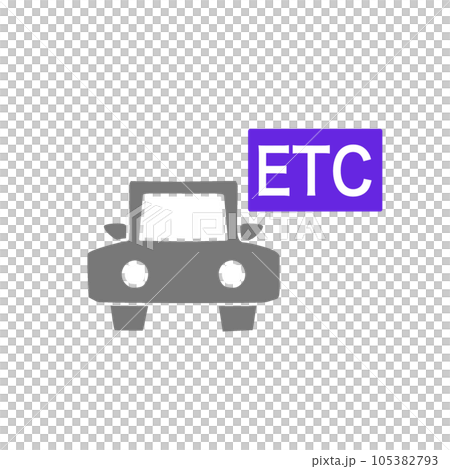 ETC搭載車両をイメージしたイラスト。ETC専用の車やレンタカーなどに使える絵 ETC搭載車両をイメージしたイラスト。ETC専用の車やレンタカーなどに使える絵 105382793