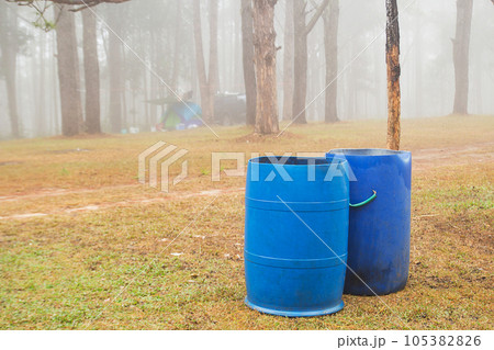 Blue bins in parks Blue bins in parks 105382826