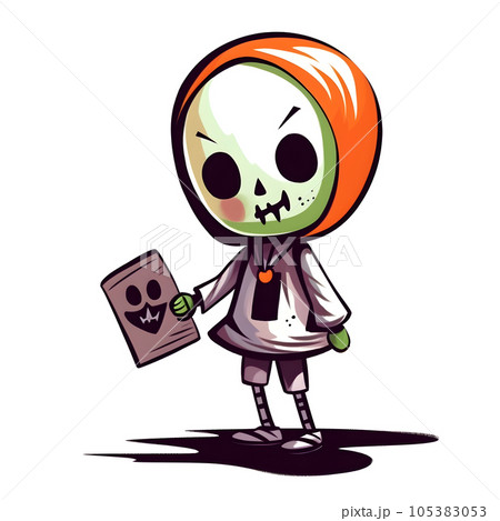 halloween cute cartoon character style generative AI. 105383053