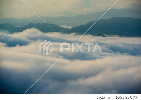 The dynamic sea of clouds is majestic and magnificent. Close up. The dynamic sea of clouds is majestic and magnificent. Close up. 105383077