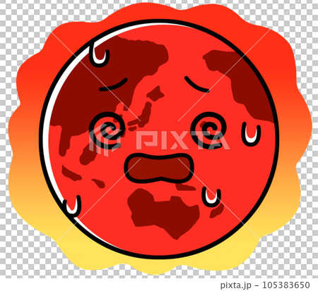 地球のキャラクター 地球沸騰化 イラスト素材 地球のキャラクター 地球沸騰化 イラスト素材 105383650