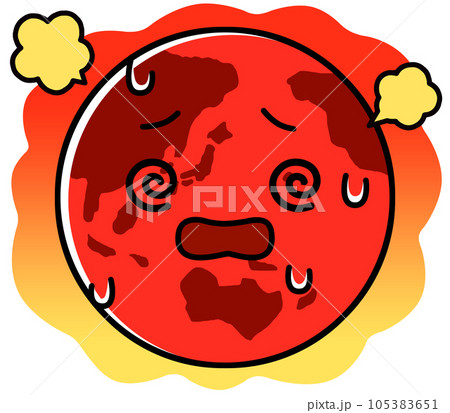 地球のキャラクター　地球沸騰化　イラスト素材 105383651