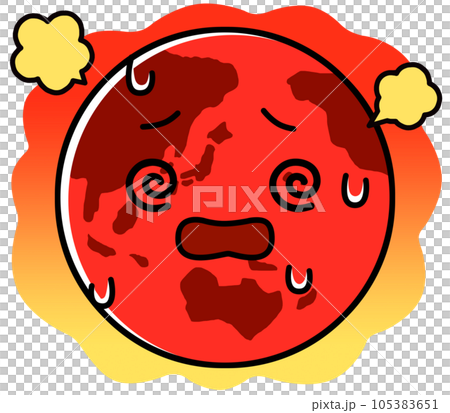 地球のキャラクター　地球沸騰化　イラスト素材 105383651