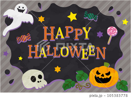 可愛いハッピーハロウィンタイトル（横） 105383778