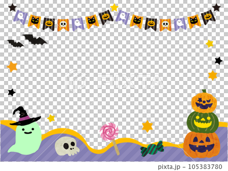 可愛いハロウィンフレーム・シマシマフラッグ 105383780