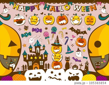 色々なカボチャのハロウィンイラストセット　 105383854
