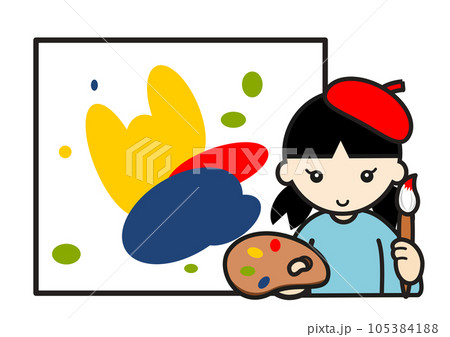絵描きの女の子と絵画 105384188