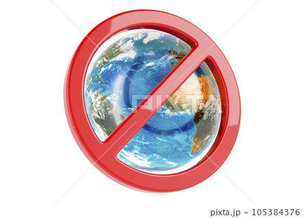 Forbidden symbol with Earth Globe, 3D rendering Forbidden symbol with Earth Globe, 3D rendering 105384376