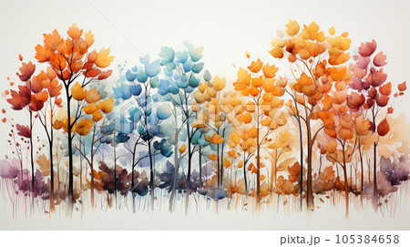 秋の紅葉した草木